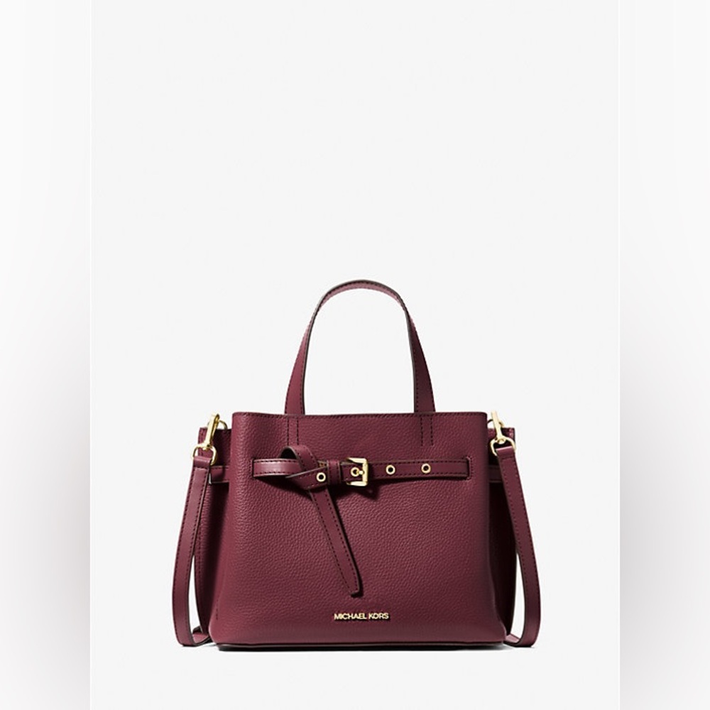Michael Kors Burgundy Emilia Small Pebbled Leather Satchel